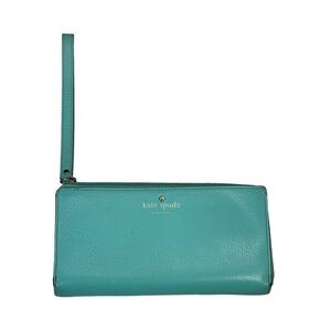 Kate Spade Zip Around Wristlet Aqua Color 8.1" W x 4.3" H